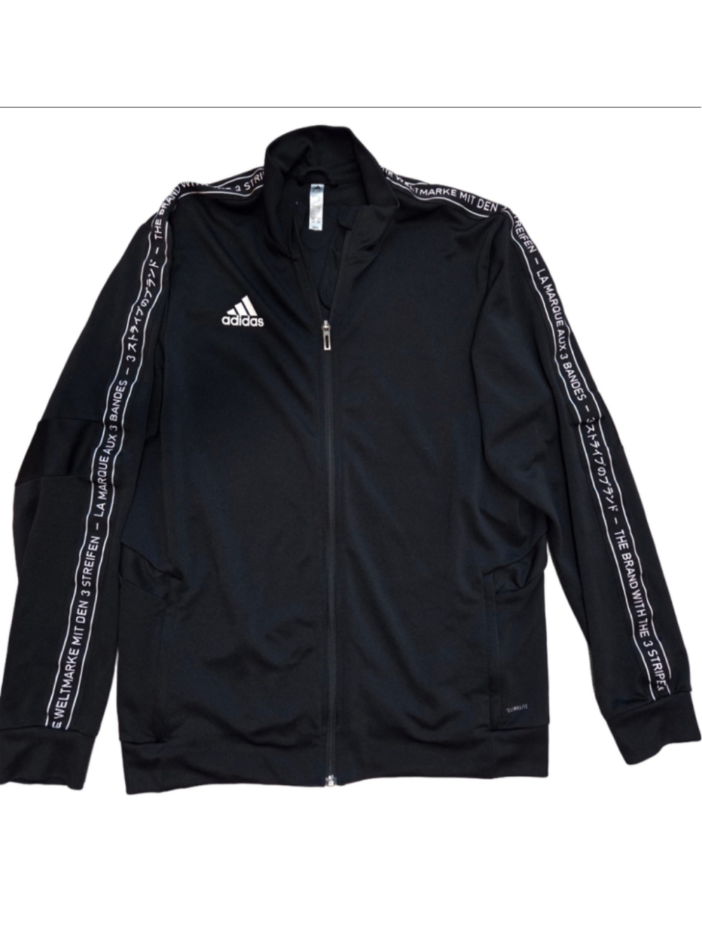 Men's Adidas Full-Zip Track Jacket Black White Size L